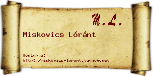 Miskovics Lóránt névjegykártya